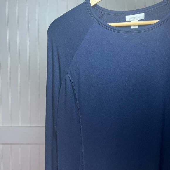 J. Jill Pure Jill Navy Blue Long Sleeve Tunic Top Size M Blouse Tee Stretch - Picture 4 of 8